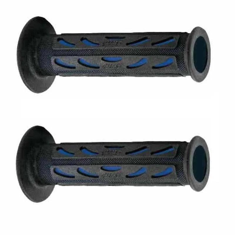 Prezzo Scontato Manopole Pro Grip 724 Dual Density Stradali Colore Nero Blu con Foro Laterale