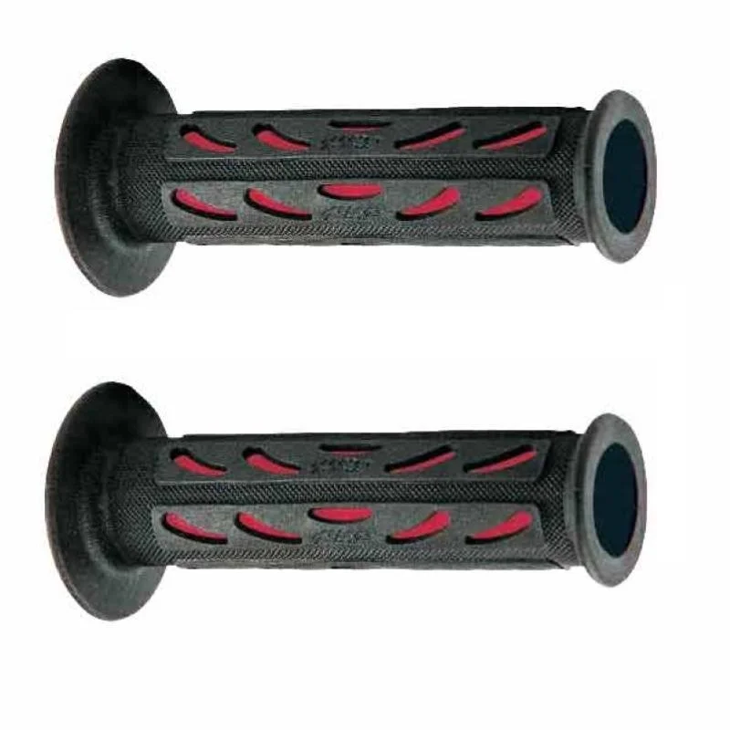 Manopole Pro Grip 724 Dual Density Stradali Colore Nero Rosso con Foro Laterale Must-Have