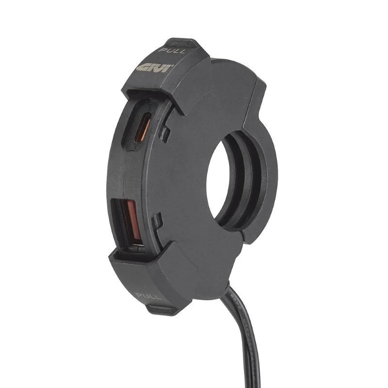 Professionale Presa elettrica Givi USB e USB-C da manubrio diametro compreso tra 22 e 25,4mm
