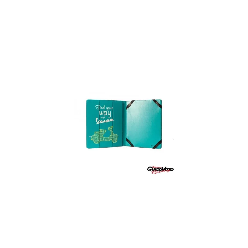 Vendita Finale VPSD21 COVER PORTATABLET VESPA "FIND YOUR WAY" MARRONE INTERNO AZZURRO
