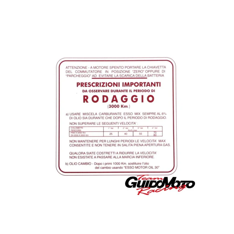 Promozione 0940611 ADESIVO PER VESPA RODAGGIO 6% ROSSO 4 MARCE PIAGGIO