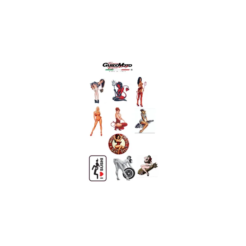 Prezzo Scontato ADESIVI PINUP AUTO MOTO VESPA SCOOTER 10 STICKERS GMG0105